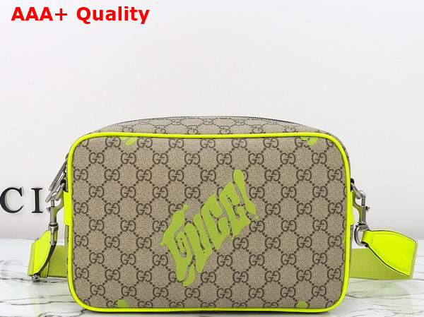 Gucci Medium Crossbody Bag with Print Beige and Dark Brown GG Monogram Coated Fabric Acid Green Leather Trim 839380 Replica