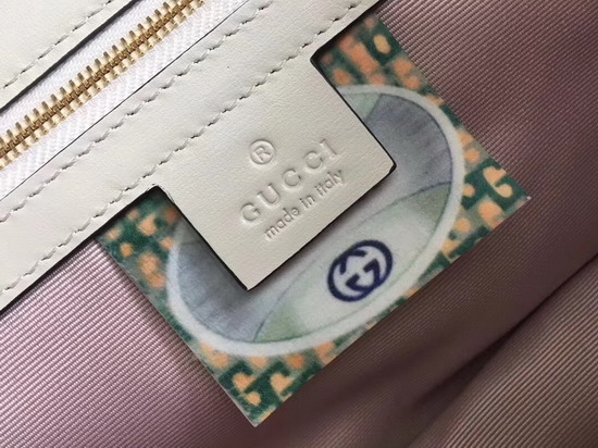 Gucci Medium Shoulder Bag with Tiger Head White Leather 537241