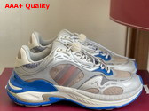 Gucci Mens Gucci 20 Sneaker in Grey and Blue Mesh and Leather 814040 Replica