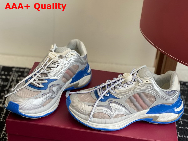Gucci Mens Gucci 20 Sneaker in Grey and Blue Mesh and Leather 814040 Replica