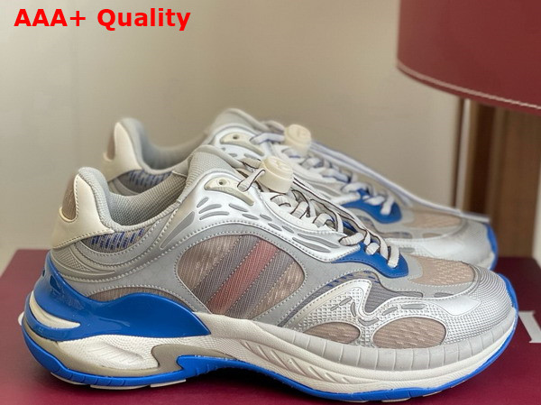 Gucci Mens Gucci 20 Sneaker in Grey and Blue Mesh and Leather 814040 Replica