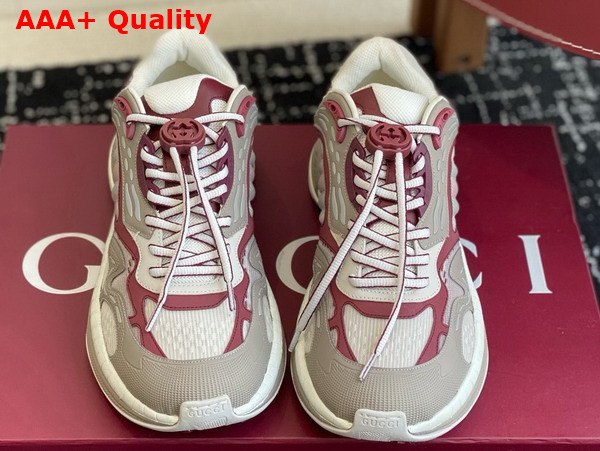 Gucci Mens Gucci 20 Sneaker in Grey and Gucci Rosso Ancora Red Mesh and Leather 814040 Replica