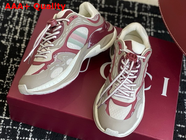 Gucci Mens Gucci 20 Sneaker in Grey and Gucci Rosso Ancora Red Mesh and Leather 814040 Replica