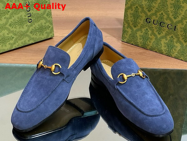 Gucci Mens Gucci Jordaan Loafer in Blue Suede 406994 Replica