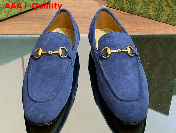 Gucci Mens Gucci Jordaan Loafer in Blue Suede 406994 Replica