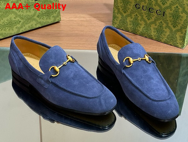 Gucci Mens Gucci Jordaan Loafer in Blue Suede 406994 Replica