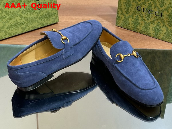 Gucci Mens Gucci Jordaan Loafer in Blue Suede 406994 Replica