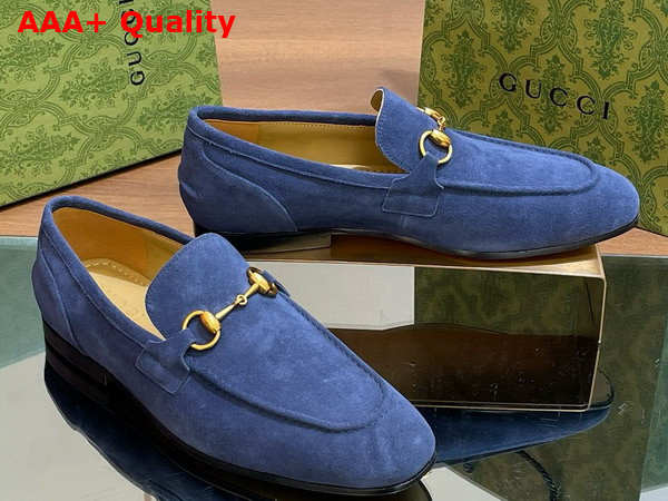 Gucci Mens Gucci Jordaan Loafer in Blue Suede 406994 Replica