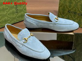Gucci Mens Gucci Jordaan Loafer in Light Blue Suede 406994 Replica