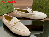 Gucci Mens Gucci Jordaan Loafer in Light Grey Suede 406994 Replica