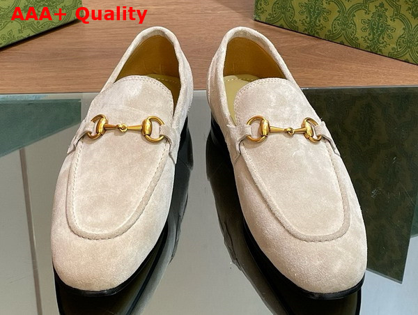 Gucci Mens Gucci Jordaan Loafer in Light Grey Suede 406994 Replica