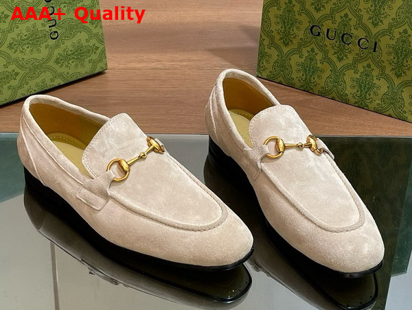 Gucci Mens Gucci Jordaan Loafer in Light Grey Suede 406994 Replica