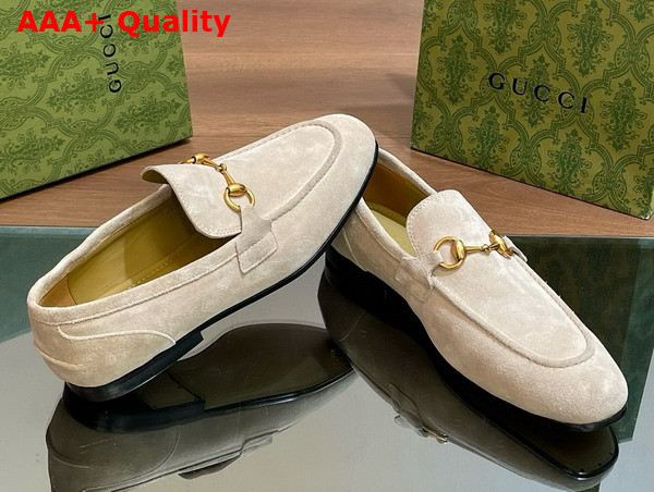 Gucci Mens Gucci Jordaan Loafer in Light Grey Suede 406994 Replica