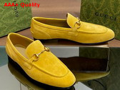 Gucci Mens Gucci Jordaan Loafer in Yellow Suede 406994 Replica