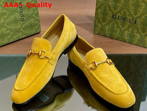 Gucci Mens Gucci Jordaan Loafer in Yellow Suede 406994 Replica