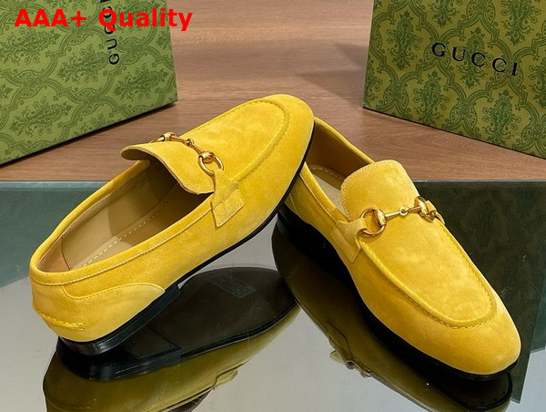 Gucci Mens Gucci Jordaan Loafer in Yellow Suede 406994 Replica