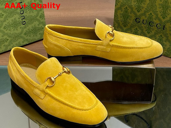 Gucci Mens Gucci Jordaan Loafer in Yellow Suede 406994 Replica