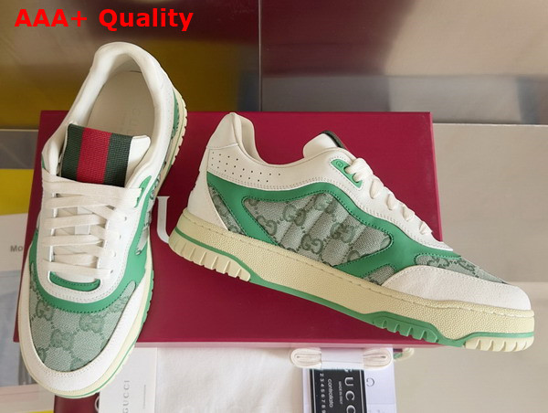 Gucci Mens Gucci Re Web Sneaker in Green GG Canvas 824221 Replica