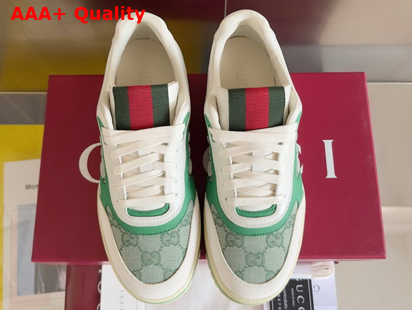 Gucci Mens Gucci Re Web Sneaker in Green GG Canvas 824221 Replica