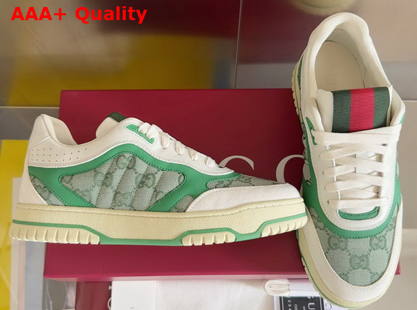 Gucci Mens Gucci Re Web Sneaker in Green GG Canvas 824221 Replica