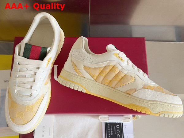 Gucci Mens Gucci Re Web Sneaker in Light Beige GG Canvas 824221 Replica