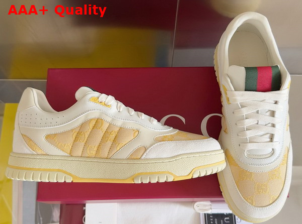 Gucci Mens Gucci Re Web Sneaker in Light Beige GG Canvas 824221 Replica
