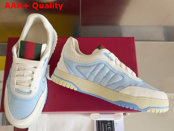 Gucci Mens Gucci Re Web Sneaker in Light Blue GG Canvas 824221 Replica