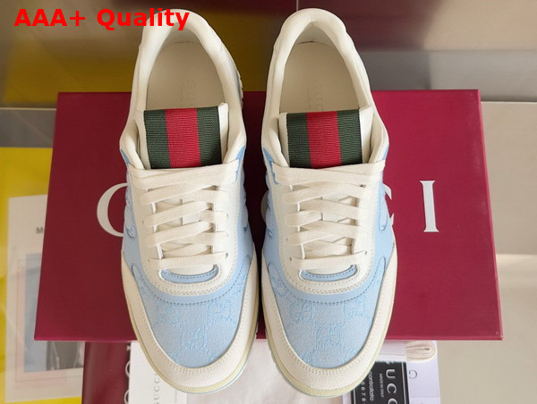 Gucci Mens Gucci Re Web Sneaker in Light Blue GG Canvas 824221 Replica