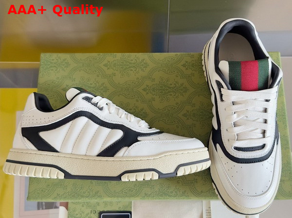 Gucci Mens Gucci Re Web Sneaker in White and Black Leather 786186 Replica