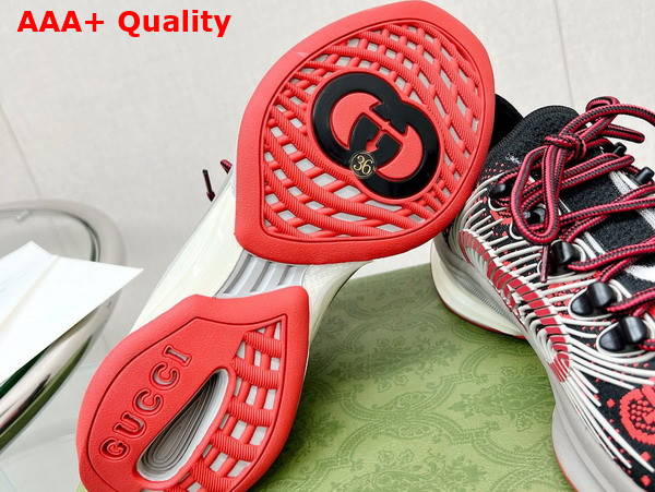 Gucci Mens Gucci Run Sneaker in Black and Red GG Technical Knit Fabric Replica