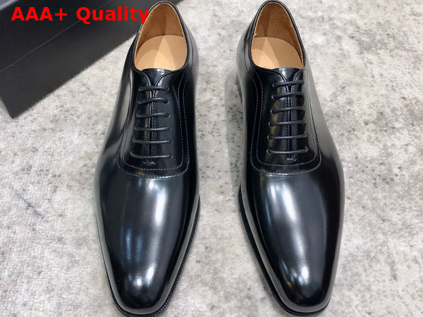 Gucci Mens Lace Up Shoes in Black Brushed Calfskin Replica