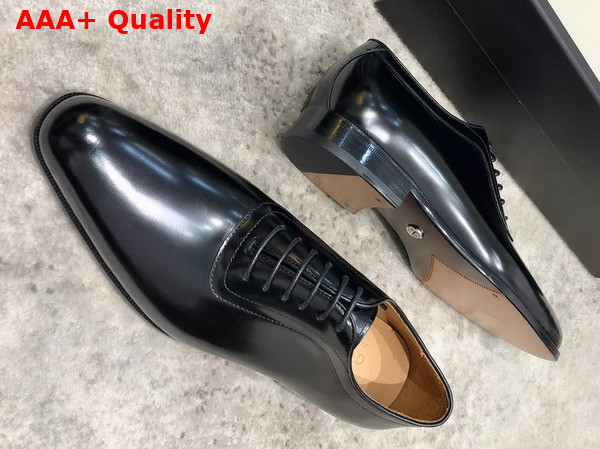 Gucci Mens Lace Up Shoes in Black Brushed Calfskin Replica