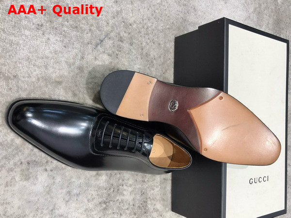 Gucci Mens Lace Up Shoes in Black Brushed Calfskin Replica