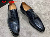 Gucci Mens Lace Up Shoes in Blue Crocodile Embossed Calfskin Replica