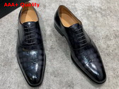 Gucci Mens Lace Up Shoes in Grey Crocodile Embossed Calfskin Replica