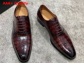 Gucci Mens Lace Up Shoes in Wine Crocodile Embossed Calfskin Replica