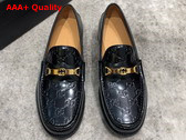 Gucci Mens Loafer with Interlocking G in Black GG Leather Replica