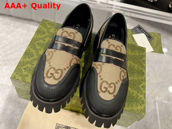 Gucci Mens Maxi GG Loafer Camel and Ebony Maxi GG Canvas 739776 Replica