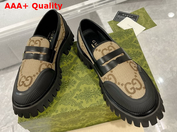Gucci Mens Maxi GG Loafer Camel and Ebony Maxi GG Canvas 739776 Replica