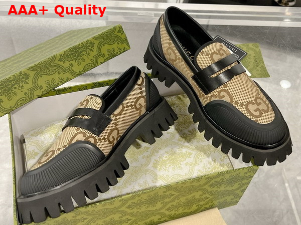 Gucci Mens Maxi GG Loafer Camel and Ebony Maxi GG Canvas 739776 Replica