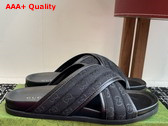 Gucci Mens Slide Sandal in Black GG Canvas 834940 Replica