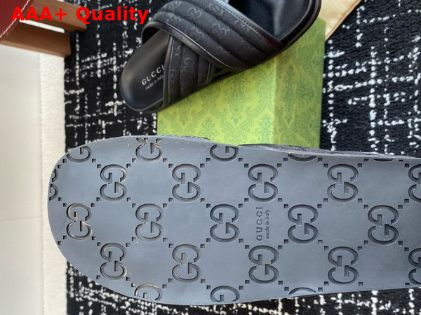 Gucci Mens Slide Sandal in Black GG Canvas 834940 Replica