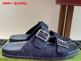 Gucci Mens Slide Sandal in Blue GG Suede 816380 Replica