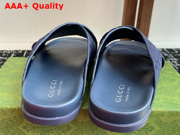 Gucci Mens Slide Sandal in Blue GG Suede 834940 Replica