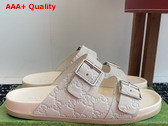 Gucci Mens Slide Sandal in Oatmeal GG Suede 816380 Replica