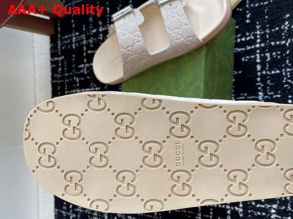 Gucci Mens Slide Sandal in Oatmeal GG Suede 816380 Replica