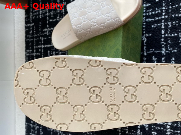 Gucci Mens Slide Sandal in Oatmeal GG Suede 834941 Replica