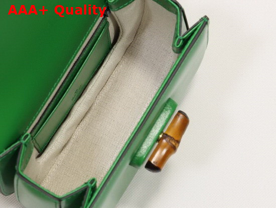 Gucci Mini Top Handle Bag with Bamboo Green Leather 686864 Replica