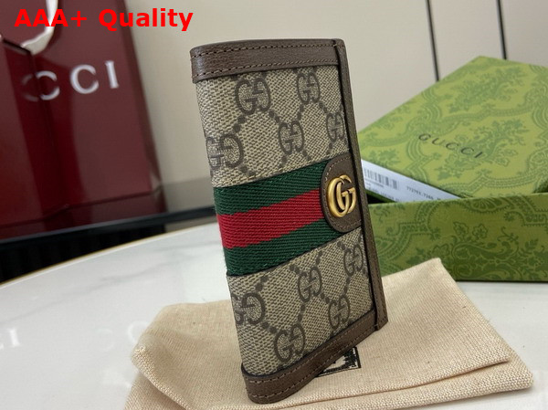 Gucci Ophidia Card Case in Beige and ebony GG Supreme Canvas 734943 Replica