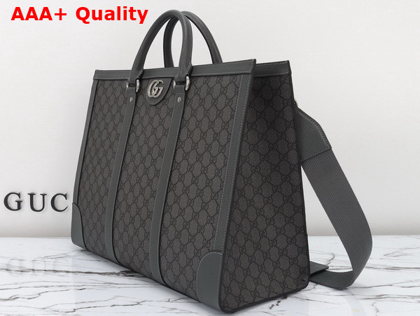 Gucci Ophidia Large Tote Bag in Grey and Black GG Supreme Canvas 724665 Replica